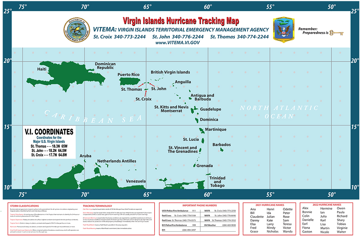 Virgin Islands Hurricane Tracking Map
