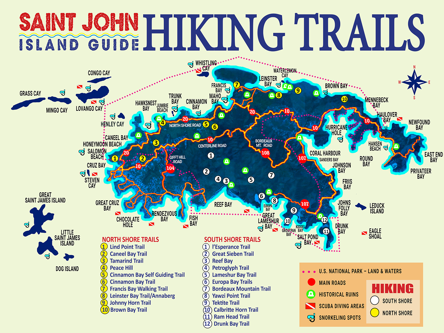 ST. JOHN HIKING TRAILS -- SAINT JOHN ISLAND GUIDE