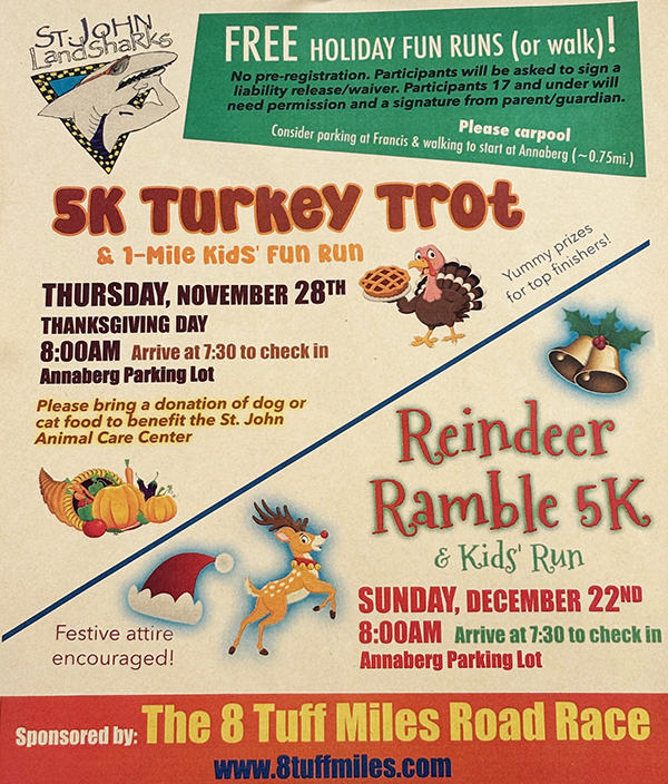 5K REINDEER RAMBLE    8 TUFF MILES    SAINT JOHN ISLAND GUIDE