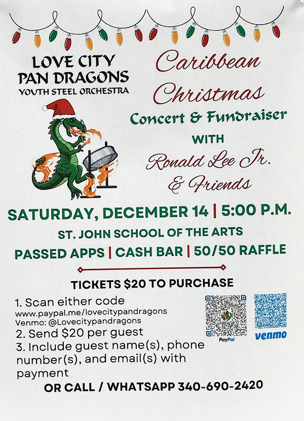 LOVE CITY PAN DRAGONS    CHRISTMAS CONCERT  FUNDRAISER 2024    SAINT JOHN ISLAND GUIDE