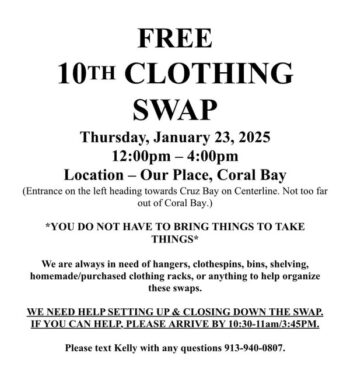 CORAL BAY FREE CLOTHING SWAP    SAINT JOHN ISLAND GUIDE